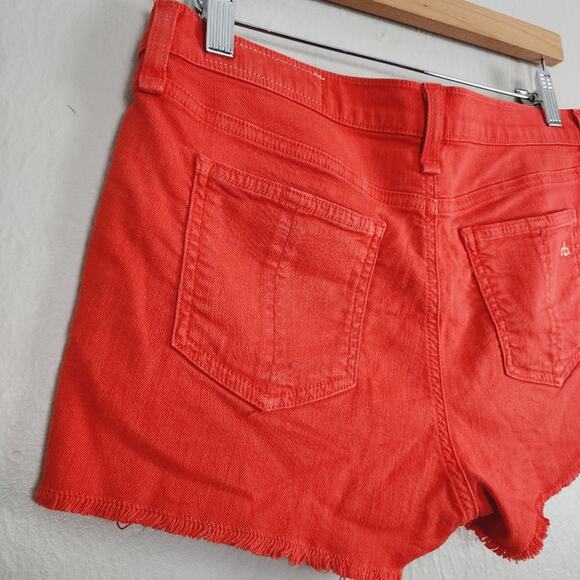 Rag & Bone Red Fire Engine Mila Denim Cut Off Jean Shorts - Picture 8 of 9